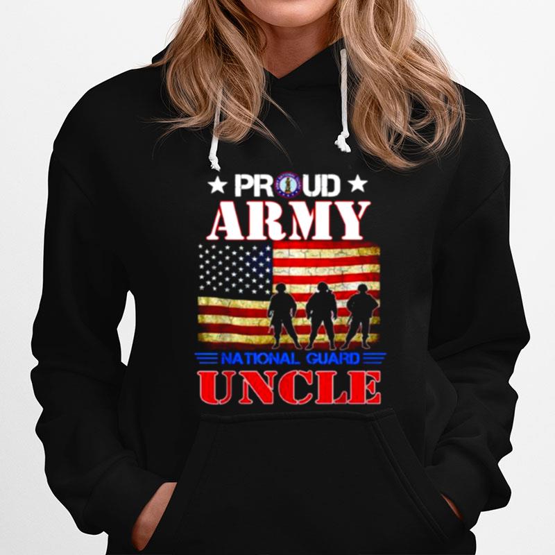 Proud Army National Guard Uncle Us Flag Gift Patriotic Day Hoodie