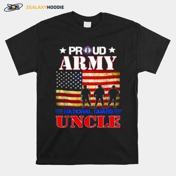 Proud Army National Guard Uncle Us Flag Gift Patriotic Day T-Shirt