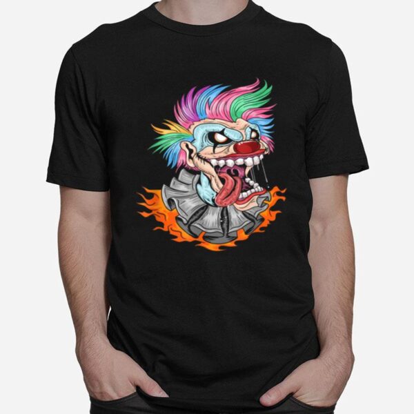 Scary Clown Halloween Mad Evil Clown Face T-Shirt