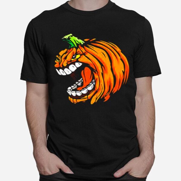 Scary Pumpkin Head Day Halloween Illustration T-Shirt