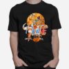 Scary Skeleton Riding T Rex Halloween Boys Pumpkin Dinosaur T-Shirt