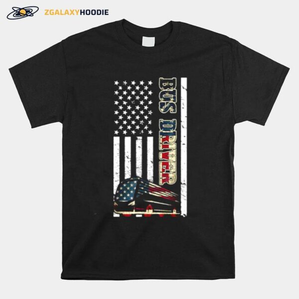 School Bus Driver American Flag T-Shirt