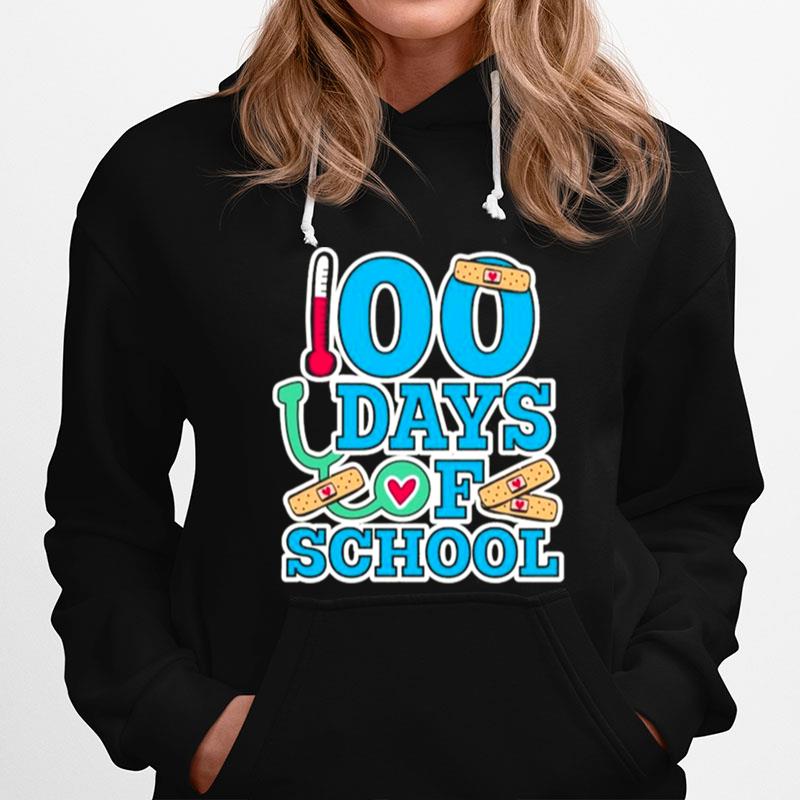 School Nurse 100 Days Of School Hoodie