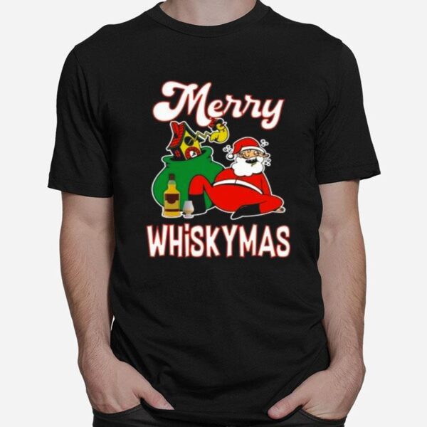 Scotch Whisky Drinking Santa Claus Funny Christmas T-Shirt