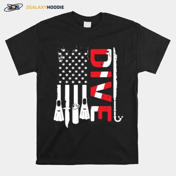 Scuba Diving Gear American Scuba Diver Down Flag Vintage T-Shirt