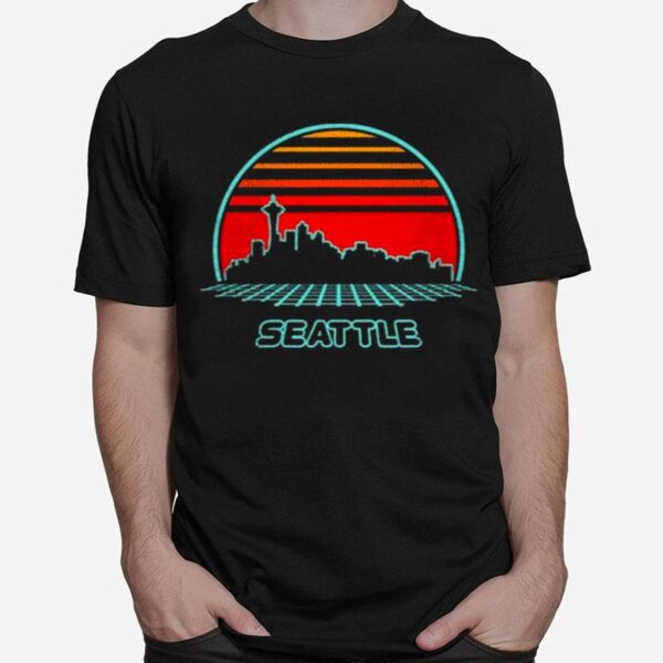 Seattle City Skyline Retro 80S Style Souvenir Vintage T-Shirt