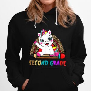 Second Grade Leopard Rainbow Boys Girls Unicorn Grade Hoodie