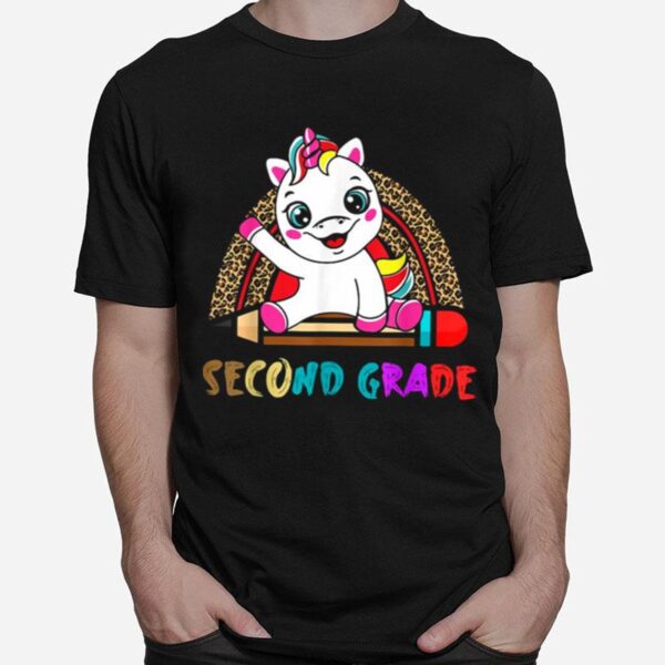 Second Grade Leopard Rainbow Boys Girls Unicorn Grade T-Shirt