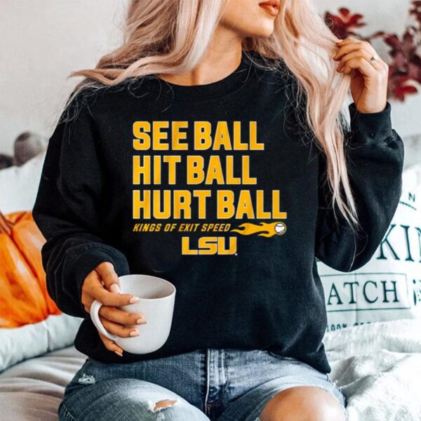 See Ball Hit Ball Hurt Ball Lsu Baseball Sweater