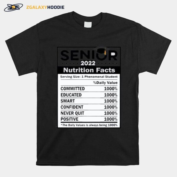 Senior 2022 Nutrition Facts Dally Value T-Shirt