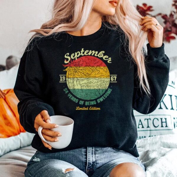 September 1967 54 Years Of Being Awesome Birthday Sunset Sweater