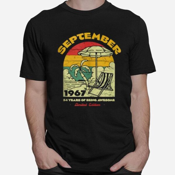 September 1967 54 Years Of Being Awesome Birthday Vintage T-Shirt