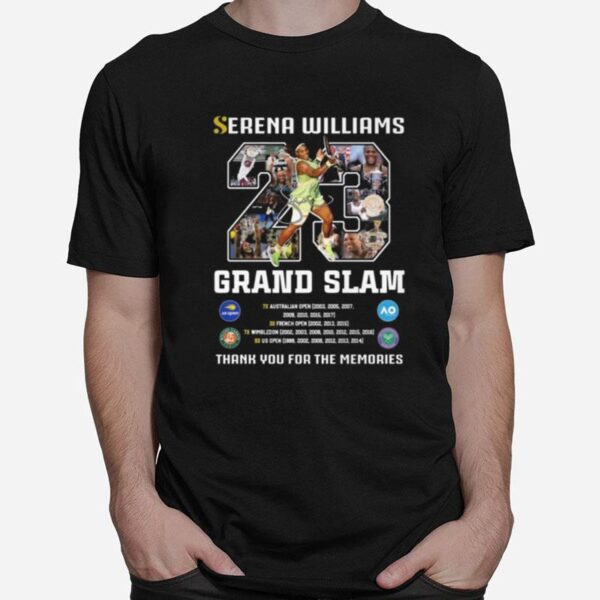 Serena Williams 23 Grand Slam Thank You For The Memories Signature T-Shirt