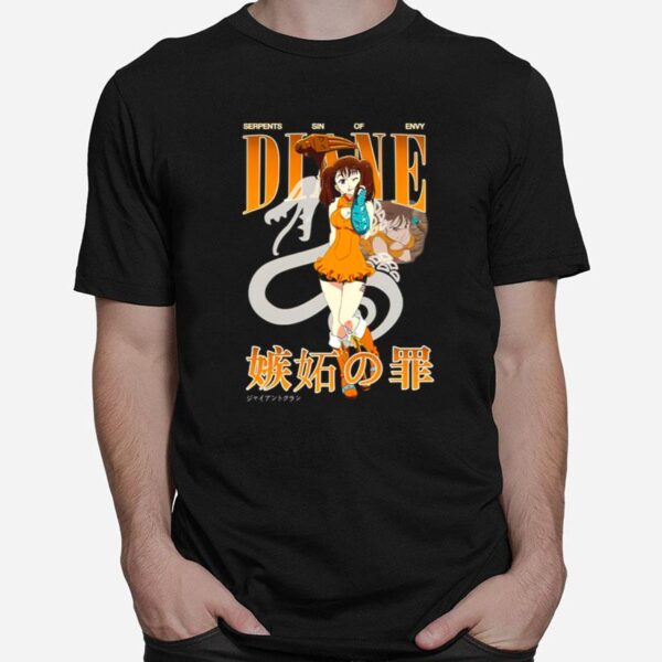 Serpents Sin Of Envy Diane Homage Anime The Seven Deadly Sins Nanatsu No Taizai Anime Bootleg Anime Vintage 90S T-Shirt