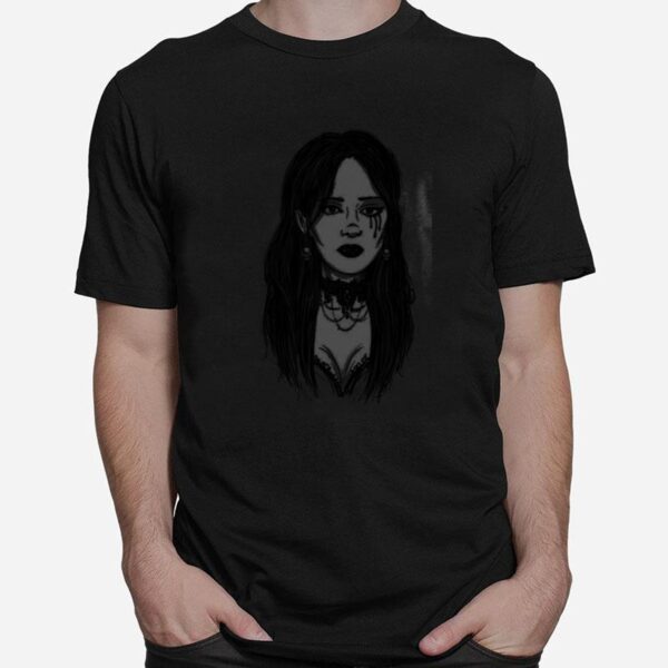 Sexy Goth Girl Vampire Horror Undead Illustrated T-Shirt