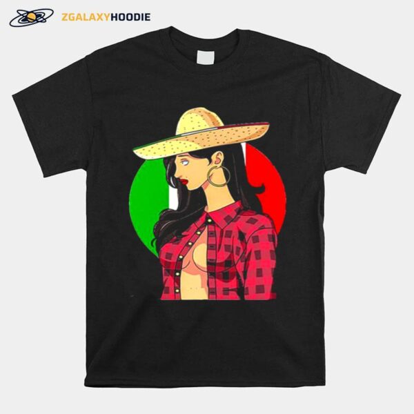 Sexy Sombrero Mexican Gangster Girl Cinco De Mayo T-Shirt