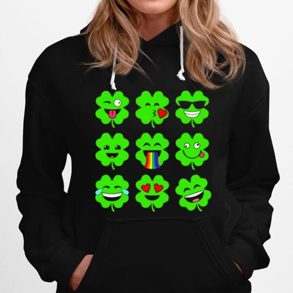 Shamrock Emoji Funny St Patricks Day Hoodie