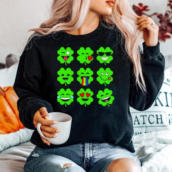 Shamrock Emoji Funny St Patricks Day Sweater