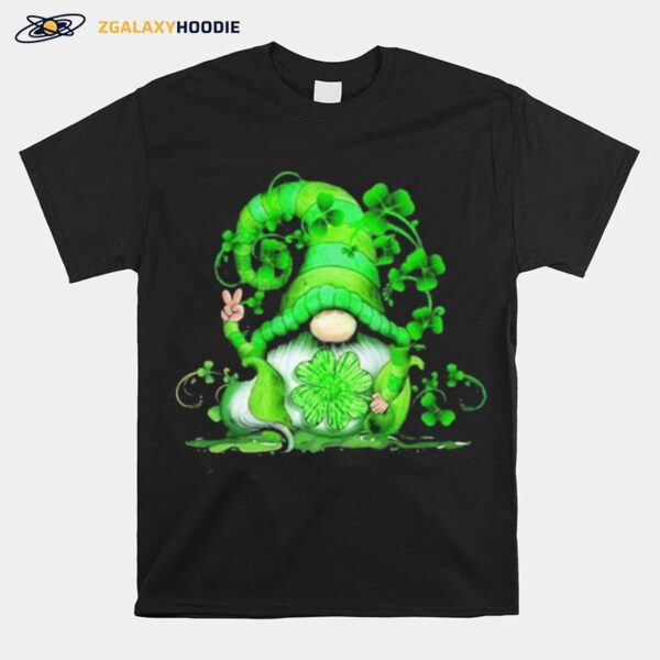 Shamrock V Sign Gnome Patricks Day T-Shirt