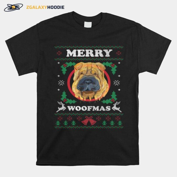 Shar Pei Dog Merry Woofmas Ugly Christmas T-Shirt