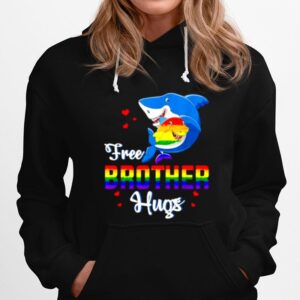 Shark Free Brother Hugs Lbgt Rainbow Heart Gay Pride Month Hoodie