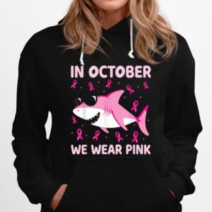 Shark In October We Wear Pink Breast Cancer Kids Boy Toddler Hoodie