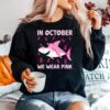 Shark In October We Wear Pink Breast Cancer Kids Boy Toddler Sweater