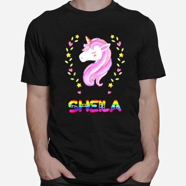 Sheila Name Unicorn Lgbt T-Shirt