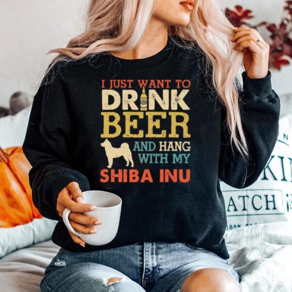 Shiba Inu Dad Drink Beer Hang With Dog Vintage Sweater