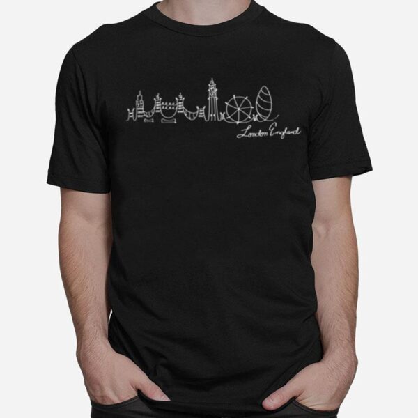 Signature London City Skyline England Souvenir T-Shirt