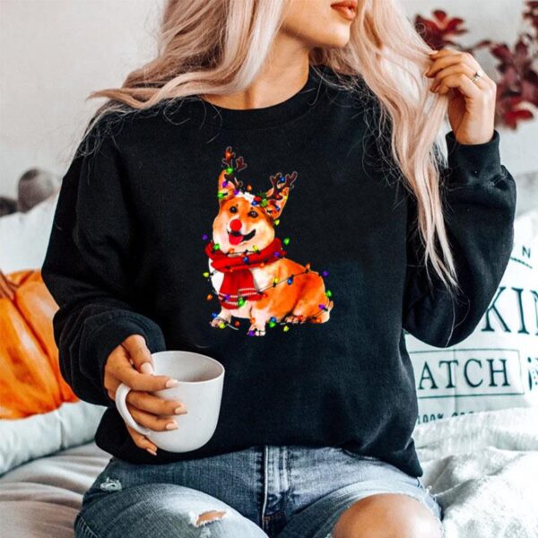 Silly Reindeer Corgi Christmas Graphic Xmas Sweater