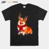 Silly Reindeer Corgi Christmas Graphic Xmas T-Shirt