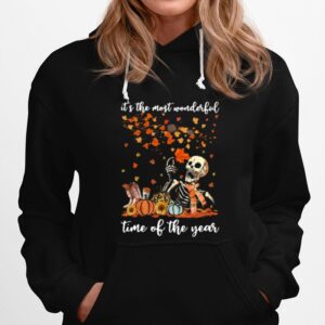 Skeleton Its The Most Wonderful Time Of The Year Pumpkin Halloween Hoodie