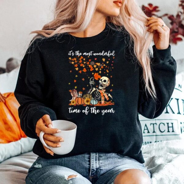 Skeleton Its The Most Wonderful Time Of The Year Pumpkin Halloween Sweater