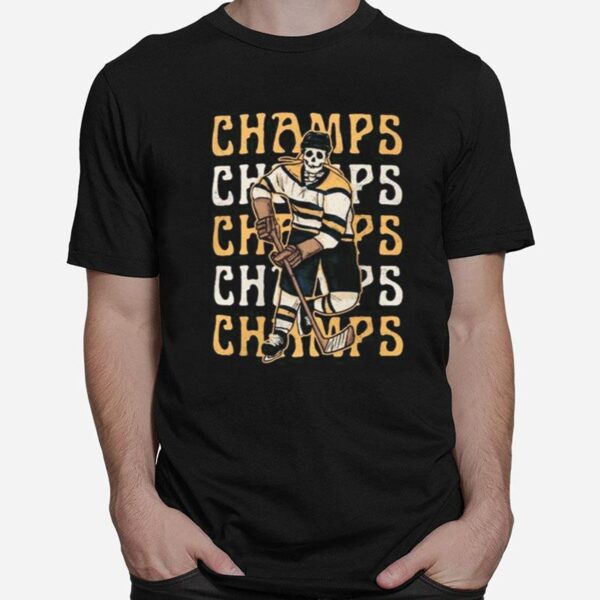 Skeleton Quinnipiac Bobcats Hockey 2023 National Champions T-Shirt