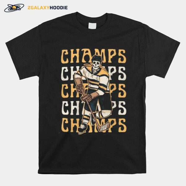 Skeleton Quinnipiac Bobcats Hockey 2023 National Champions T-Shirt