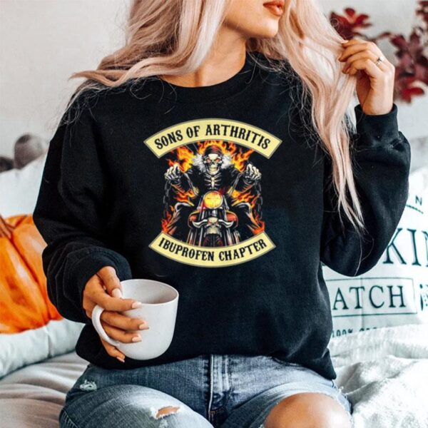 Skeleton Riding Motorcycle Sons Of Arthritis Ibuprofen Chapter Sweater