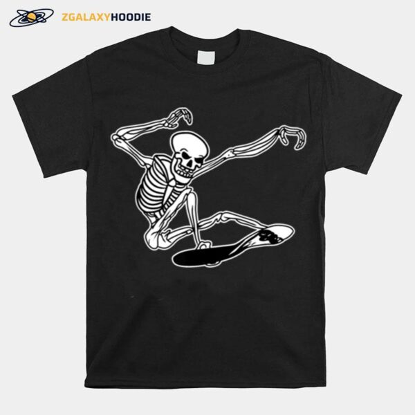 Skeleton Skateboarding Skater Halloween Bones T-Shirt