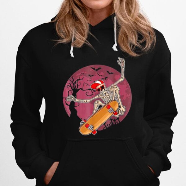 Skeleton Skater Skateboard Halloween Hoodie