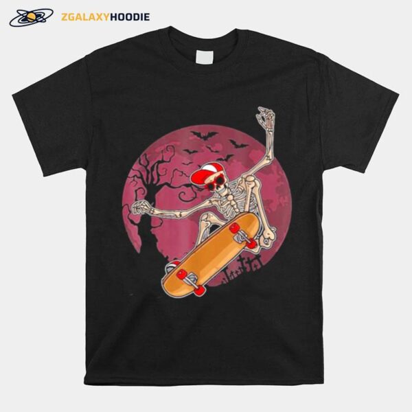 Skeleton Skater Skateboard Halloween T-Shirt