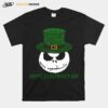 Skellington Head Irish Four Leaf Clover Nightmare Before Christmas Happy St Patricks Day T-Shirt