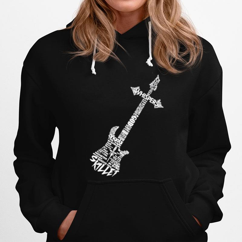 Skillet Guitar Typography On Black Graphic Hoodie