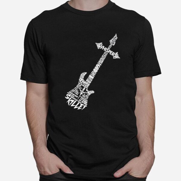 Skillet Guitar Typography On Black Graphic T-Shirt