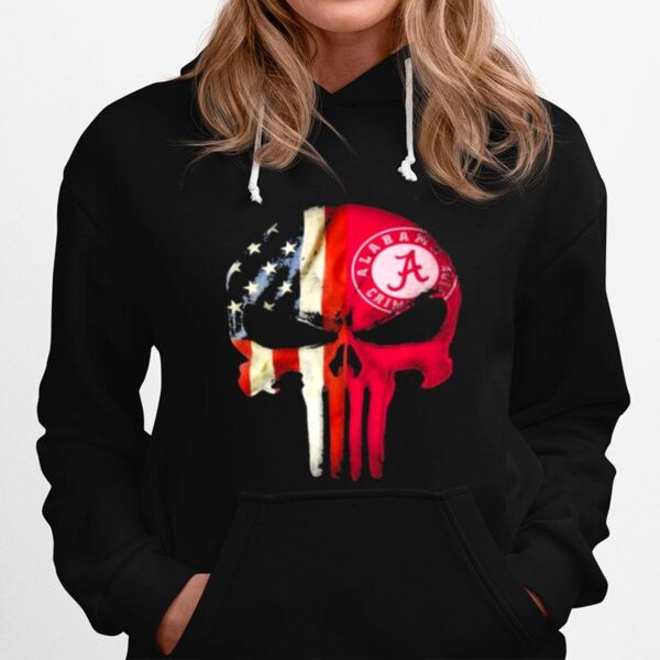 Skull American Flag Logo Alabama Crimson Football Team Hoodie