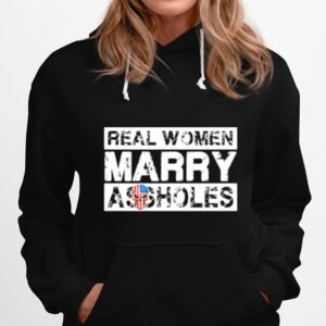 Skull American Flag Real Woman Marry Assholes Hoodie