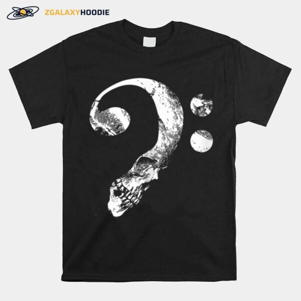 Skull Bass Clef Bass Player Musician Music Lover Guitar T-Shirt