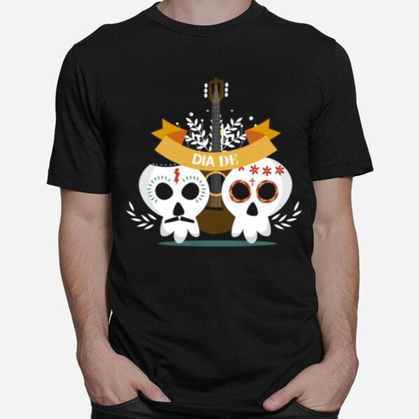 Skull Couple Guitar Day Of The Dead T-Shirt