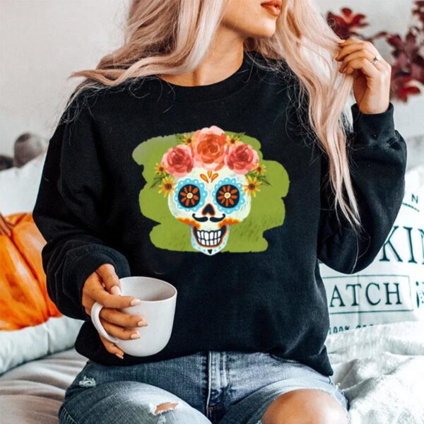 Skull Day Of The Dead In Mexican Sweater