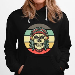 Skull Dreadlocks Headphone Day Of The Dead Retro Vintage Hoodie