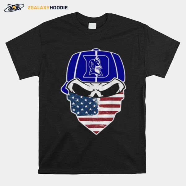 Skull Face Mask American Flag Hat Duke Blue Devils T-Shirt